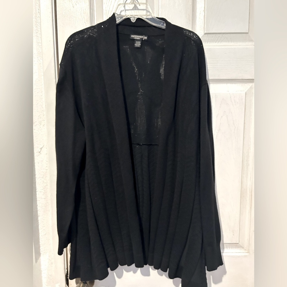 NWOT Esperanza Woman Black Cardigan With Butterfly Design